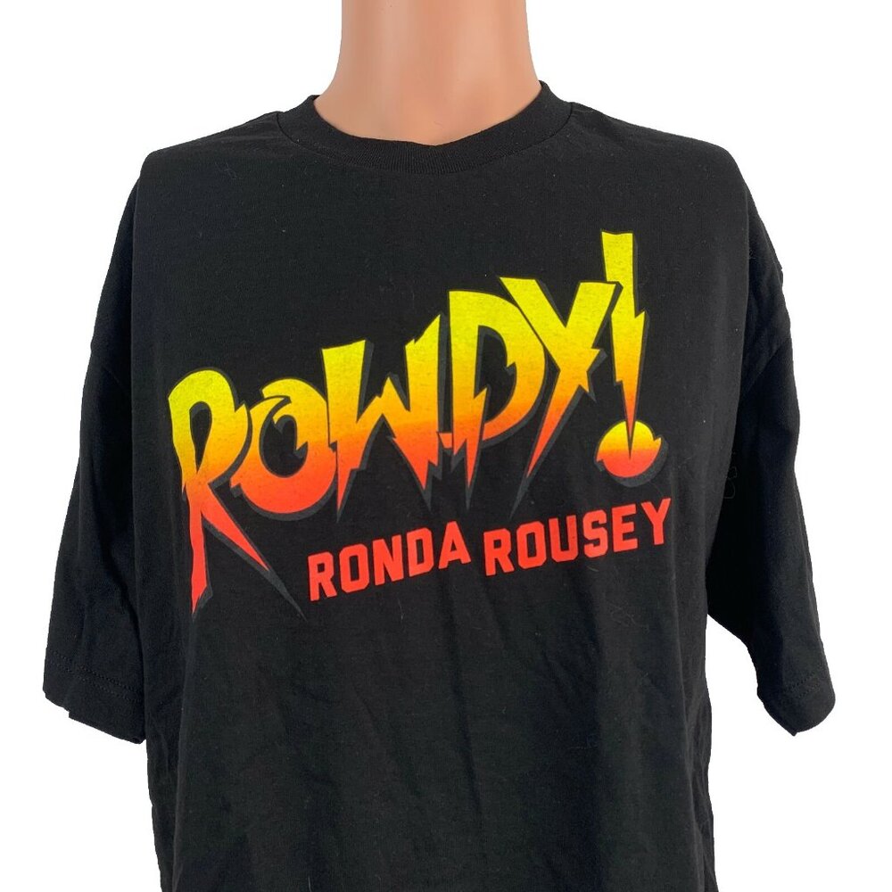 Ronda Rousey T Shirt Mens Size L WWE Authentic Pro Wrestling Rowdy Black